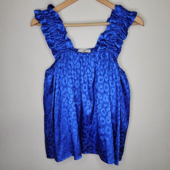 entro Tops - Entro Blue Leopard Print Blouse